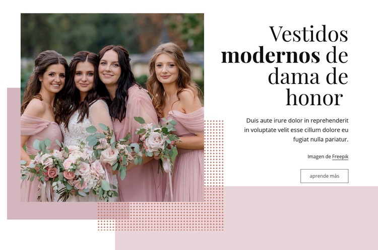 Vestidos de dama de honor modernos Maqueta de sitio web
