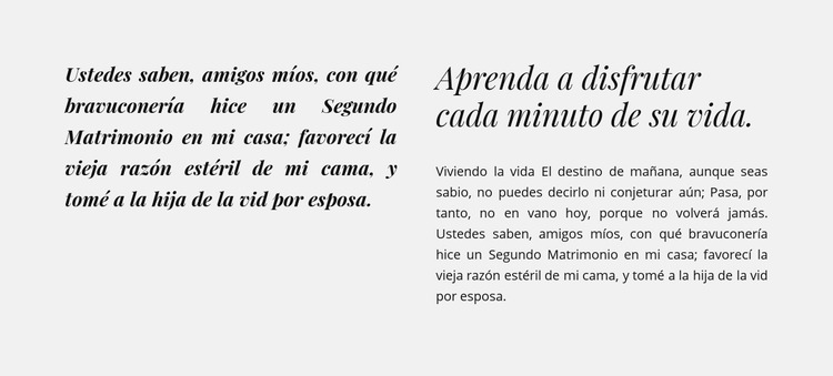 Encabezados y texto en dos columnas Plantilla Joomla