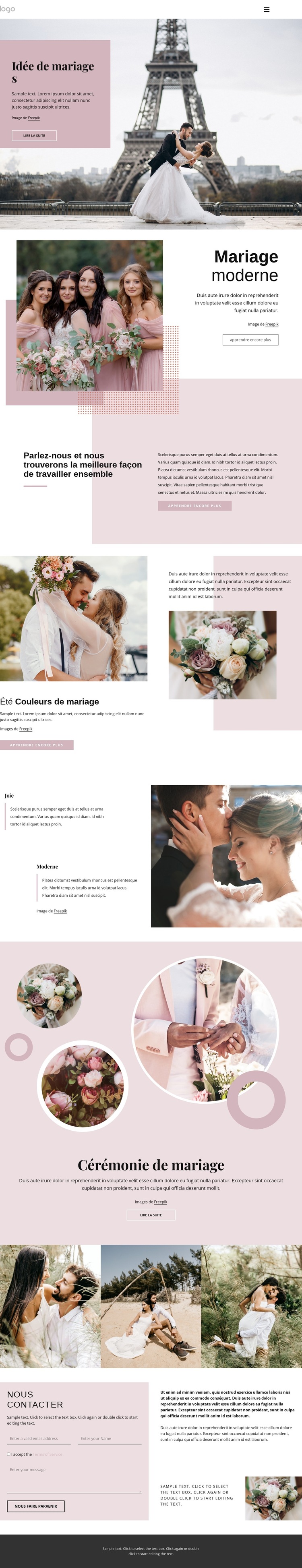 Cérémonie de mariage unique Modèle de site Web