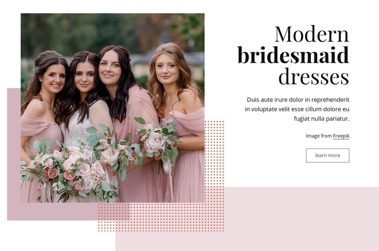 Modern bridesmaid dresses Homepage Design