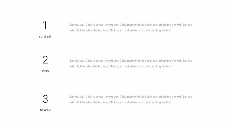 Három szövegblokk CSS sablon