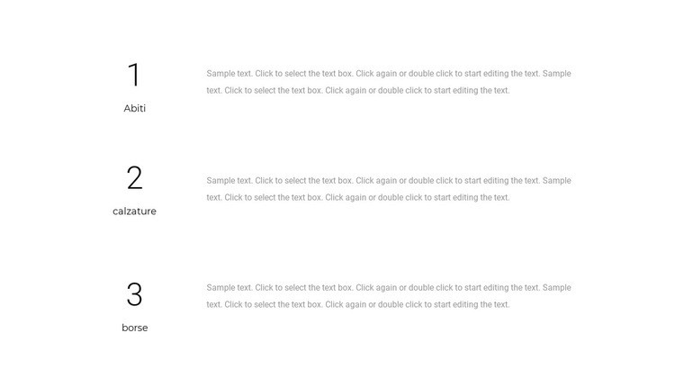 Tre blocchi di testo Modelli di Website Builder