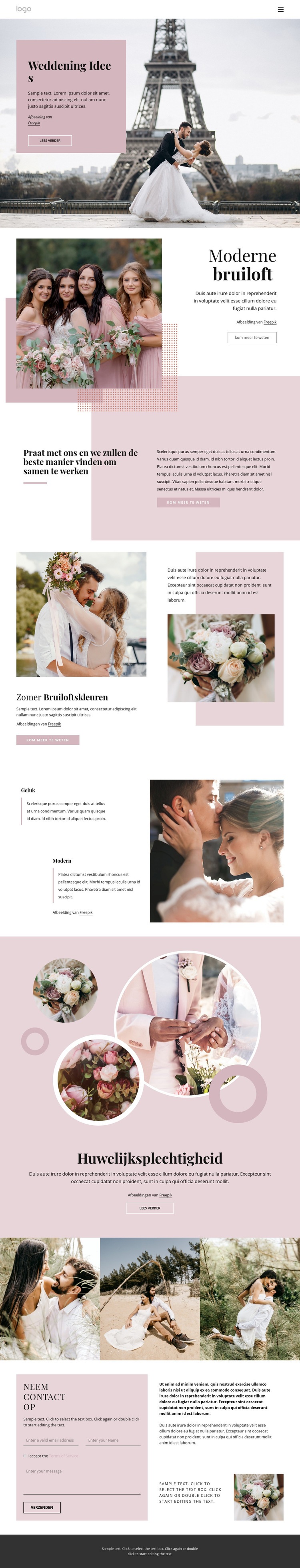 Unieke huwelijksceremonie Website mockup