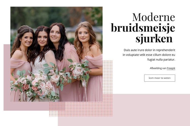 Moderne bruidsmeisjekleding Website ontwerp