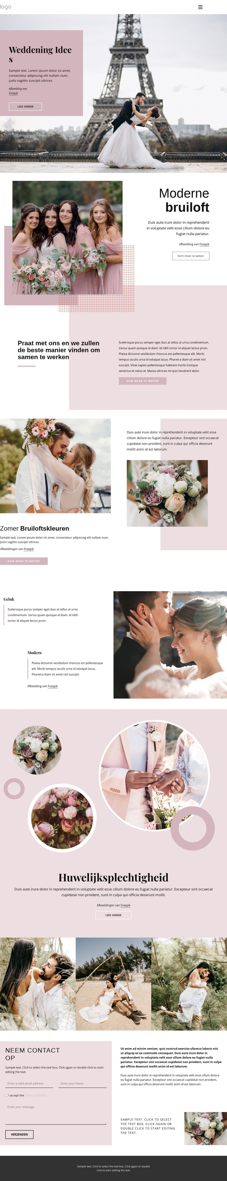 Unieke huwelijksceremonie Website sjabloon