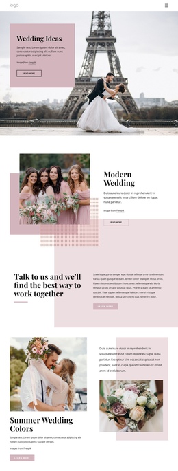 Unique Wedding Ceremony One Page Template