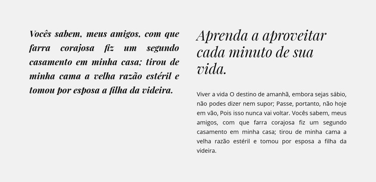 Títulos e texto em duas colunas Modelos de construtor de sites