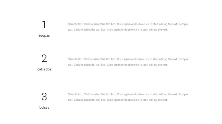Três blocos de texto Template CSS
