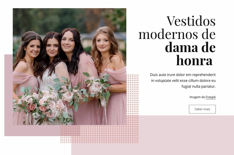 Vestidos modernos de dama de honra Landing Page