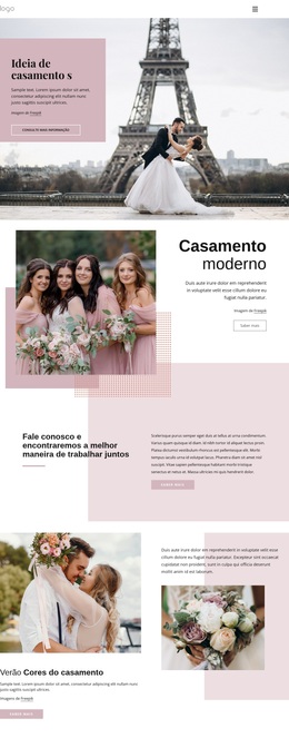 Cerimônia De Casamento Única - Tema WordPress De Arrastar E Soltar