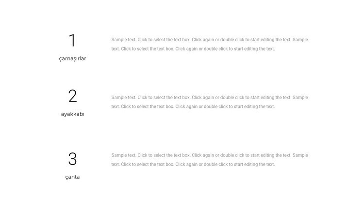 Üç metin bloğu Web Sitesi Oluşturucu Şablonları