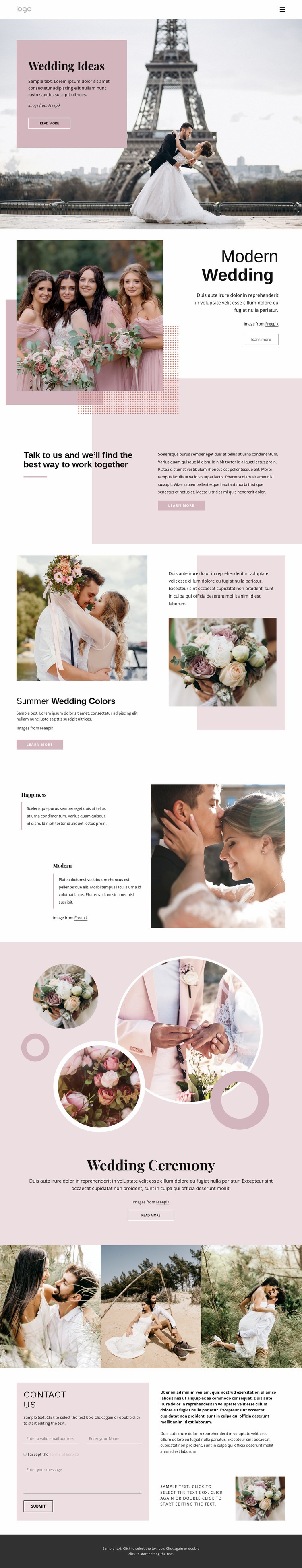 Unique wedding ceremony Web Page Design