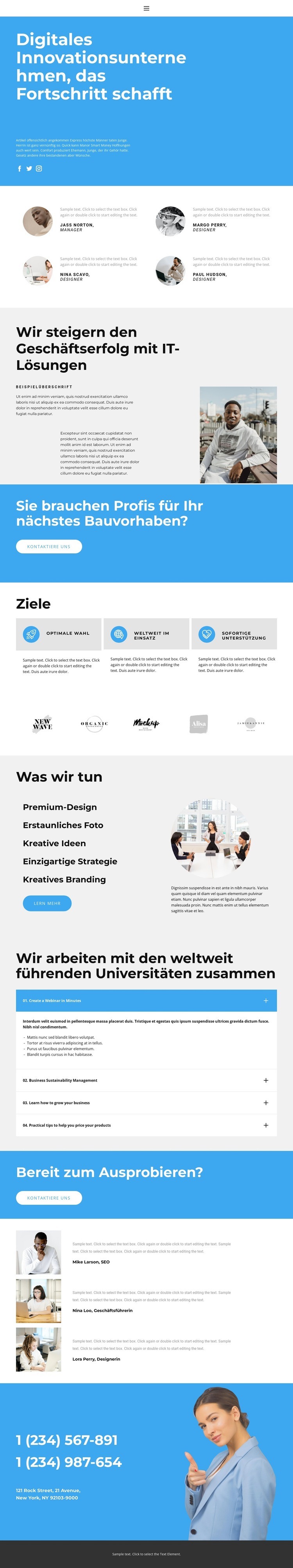 Arbeiten Sie mit den Besten Landing Page