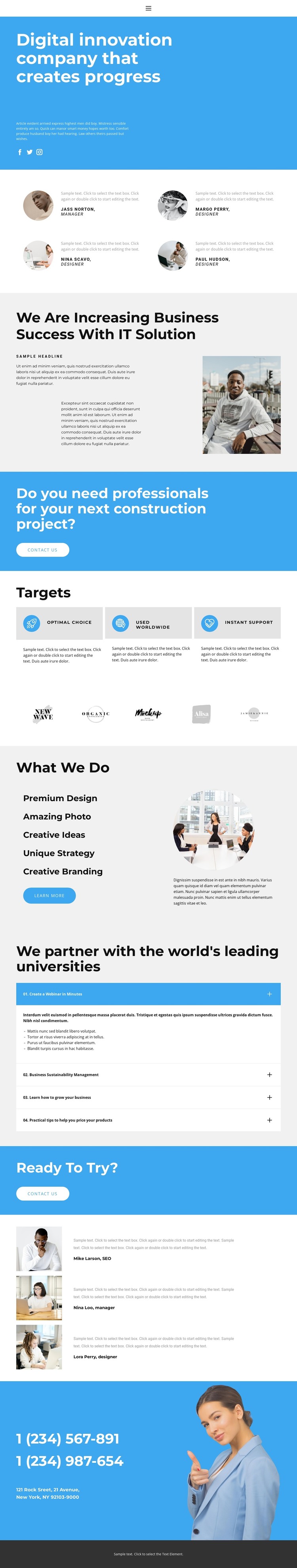 Work with the best HTML Template