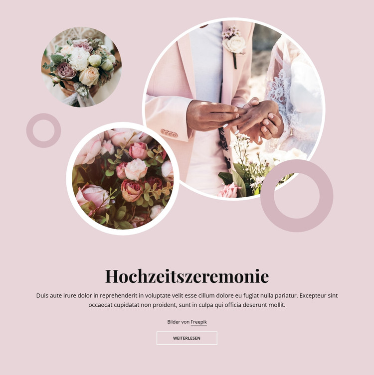 Romantische Hochzeitszeremonie HTML-Vorlage