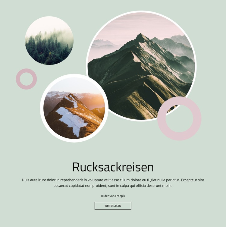 Top Rucksackreisen Website-Modell