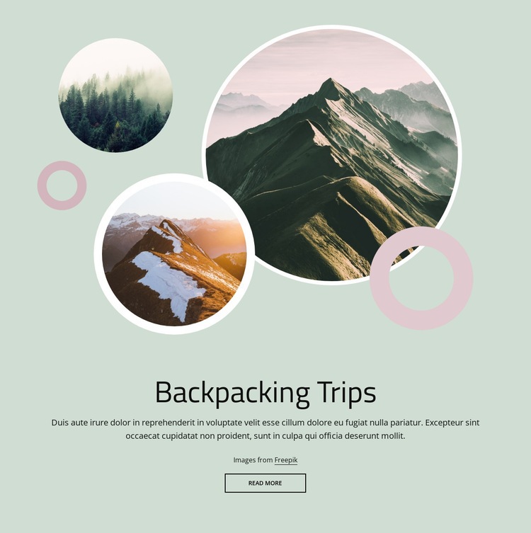 Top backpacking trips Homepage Design