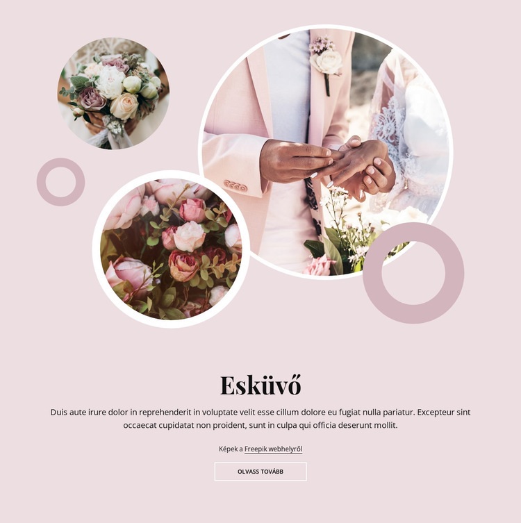 Romantikus esküvői szertartás Weboldal tervezés