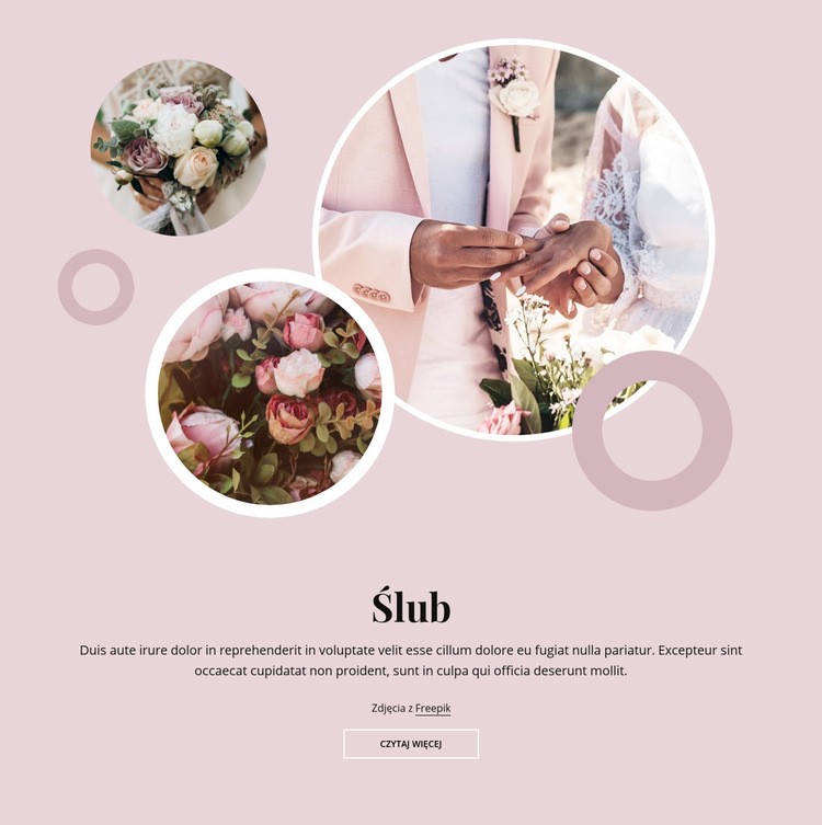 Romantyczna ceremonia ślubna Kreator witryn internetowych HTML