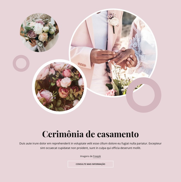 Cerimônia de casamento romântico Design do site
