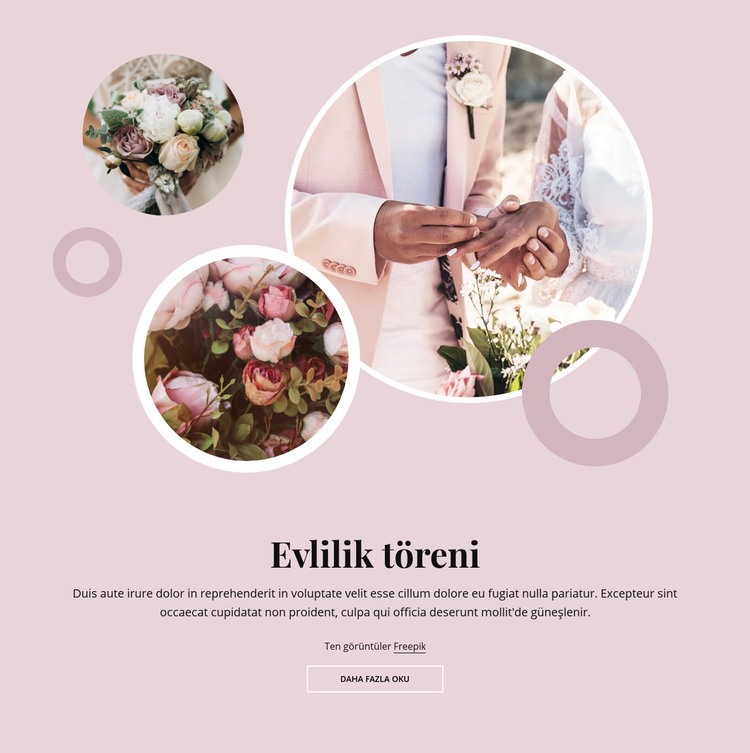 Romantik düğün töreni HTML Şablonu