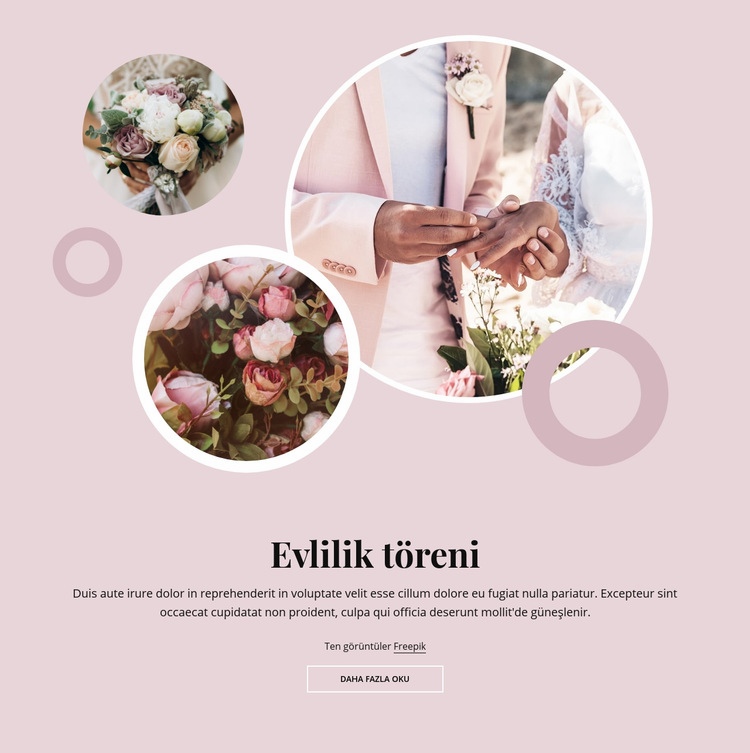 Romantik düğün töreni Web sitesi tasarımı