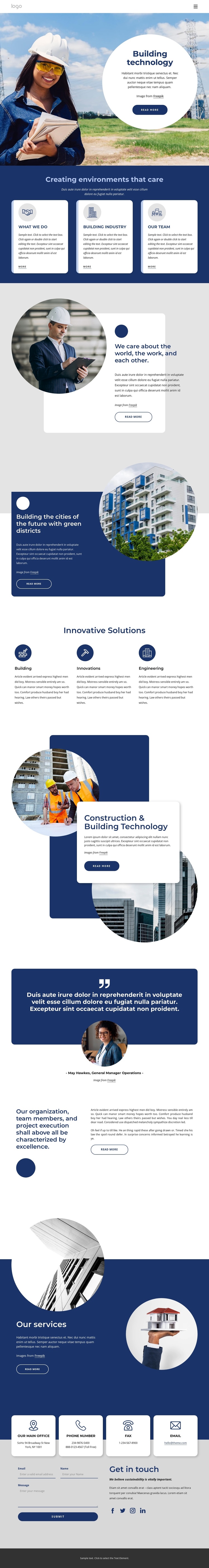 Building technology One Page Template