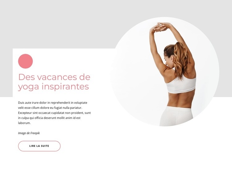 Des vacances de yoga inspirantes Maquette de site Web