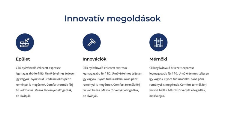 Egyedi és innovatív megoldások Sablon