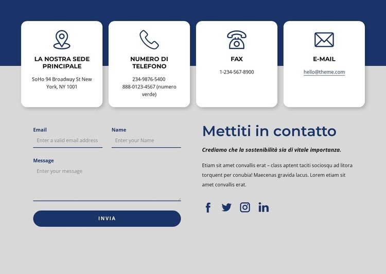 Blocco di informazioni Modelli di Website Builder