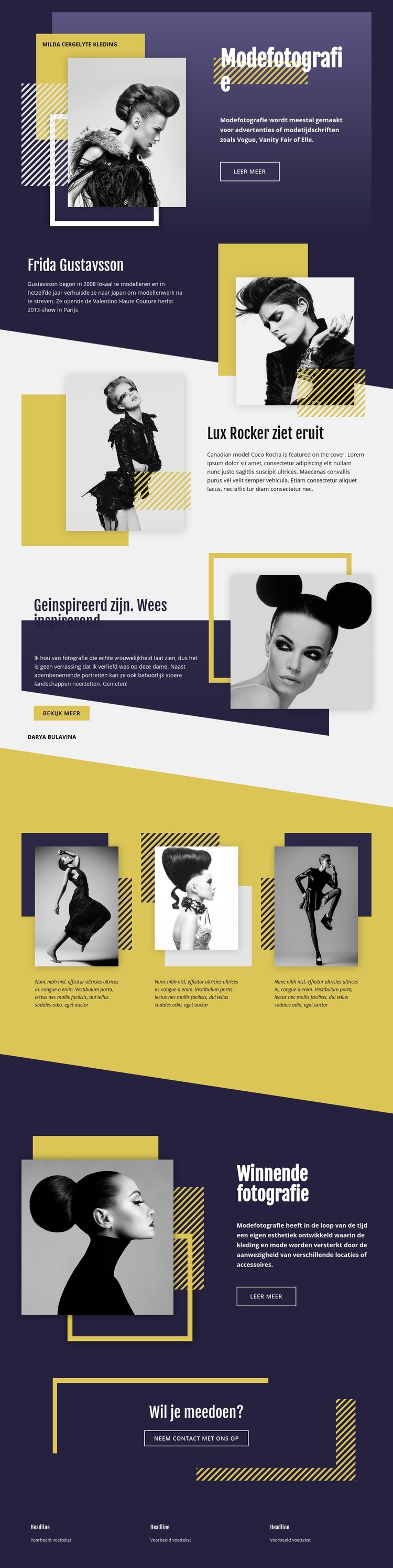 Overlappende modefotografie Website mockup