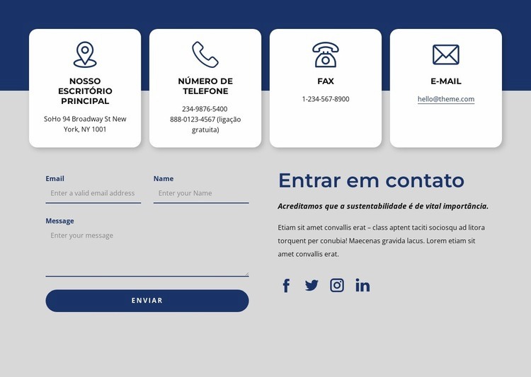 Bloco de informações Design do site