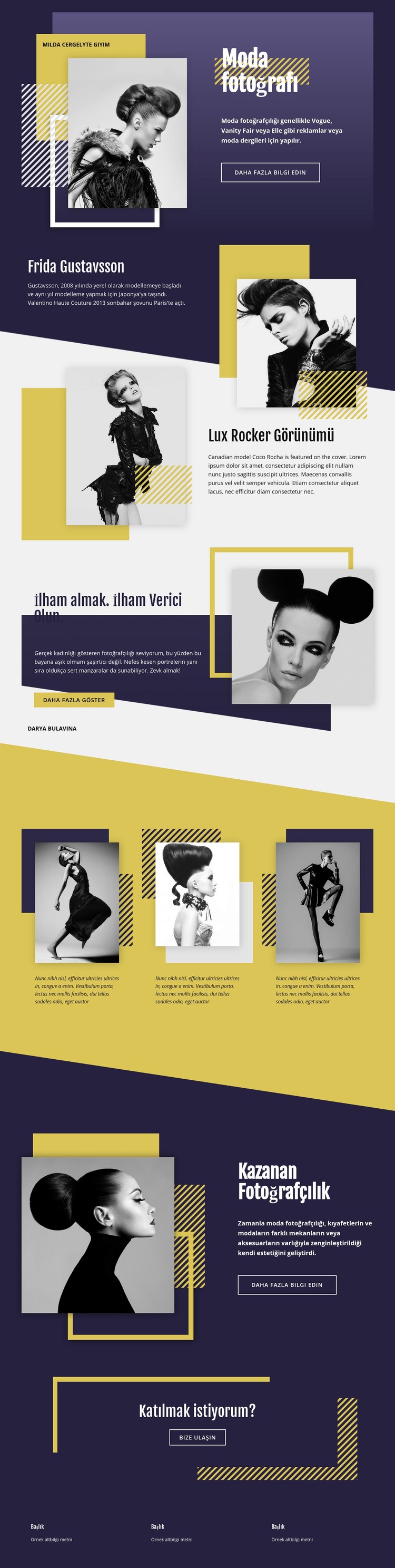 Moda Fotoğrafçılığı Örtüşen Web sitesi tasarımı