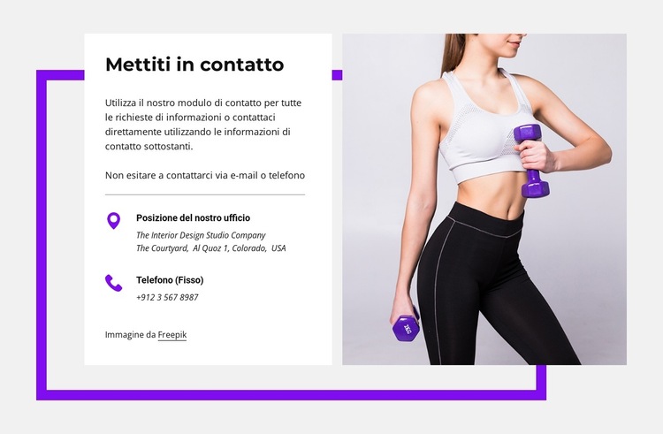 Blocco contatti con forma Modello di sito Web