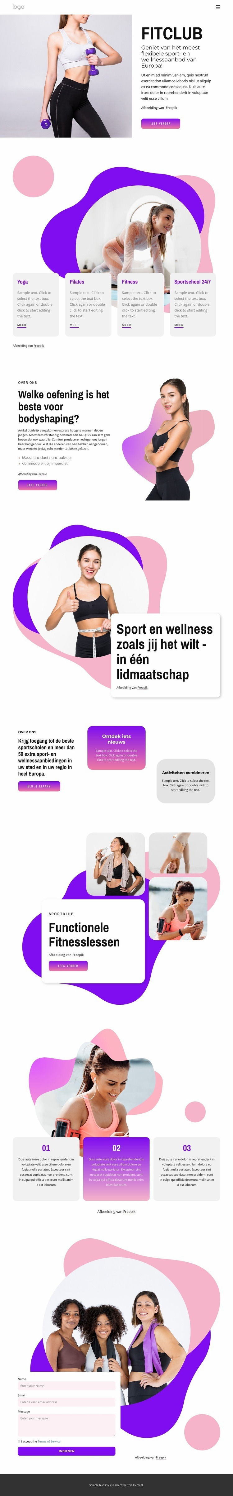 We bieden meer dan 80 lessen per week Website mockup