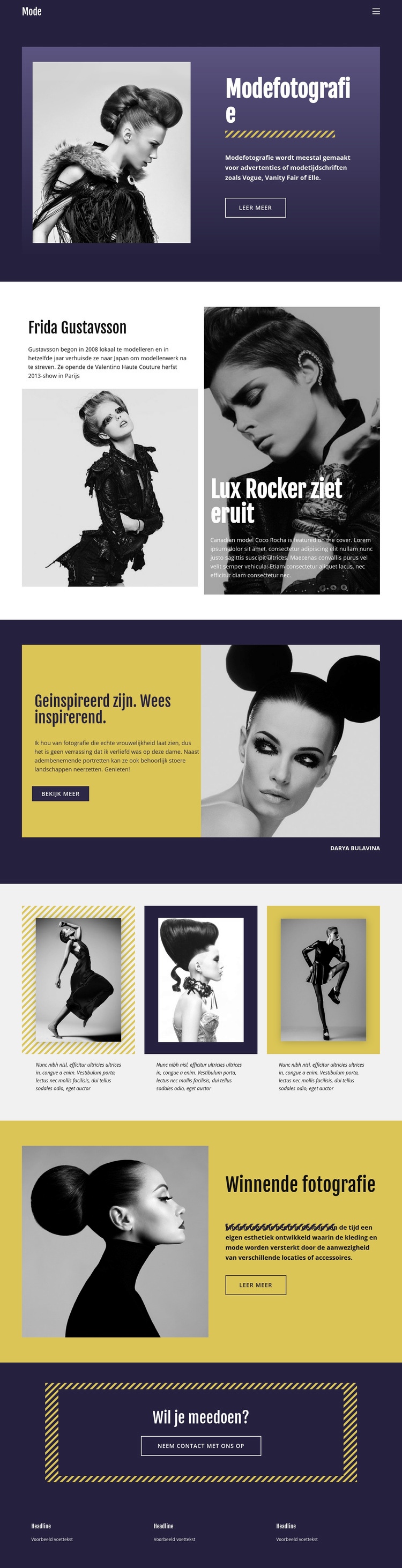 Modefotografie klassieke stijl Website mockup