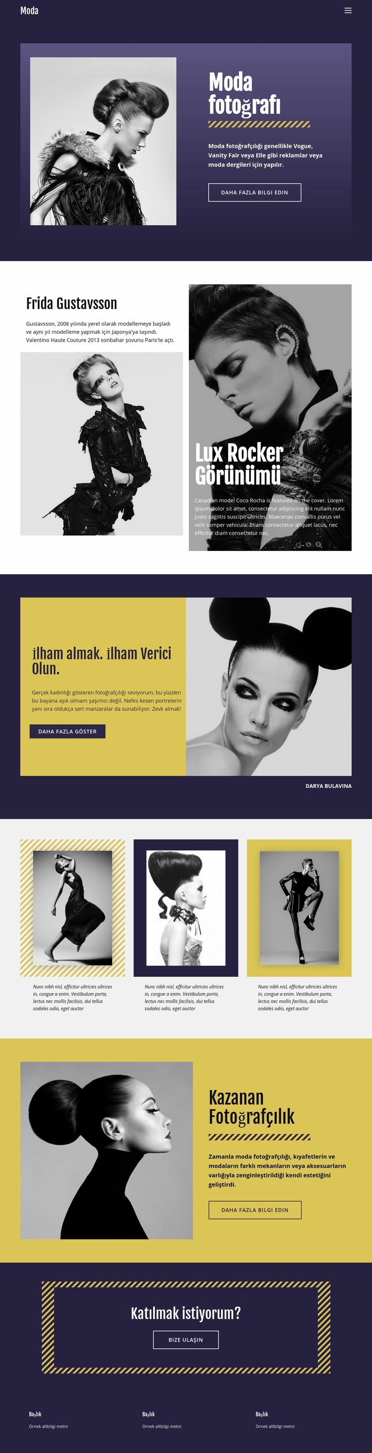 Moda Fotoğrafçılığı Klasik Tarzı Web sitesi tasarımı