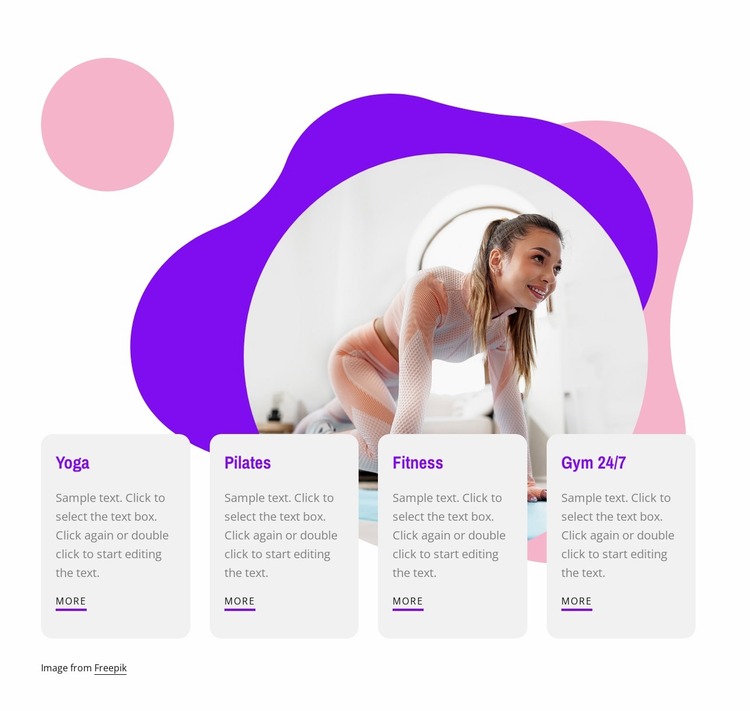 Boxing, zumba, vinyasa yoga Website Mockup