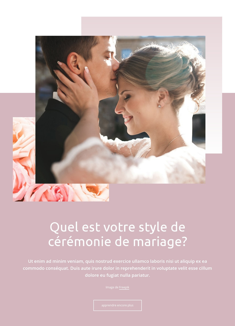 Style de cérémonie de mariage Modèle de site Web