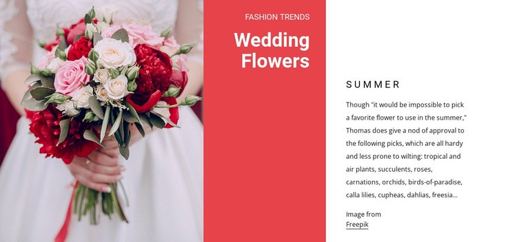 Wedding bouquets Homepage Design