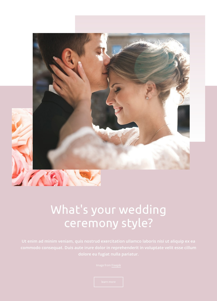 Wedding ceremony style One Page Template