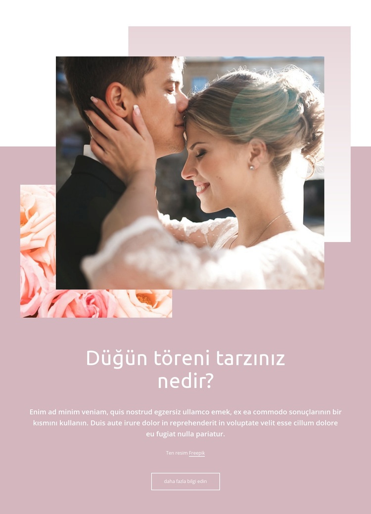 Düğün töreni tarzı Web Sitesi Mockup'ı