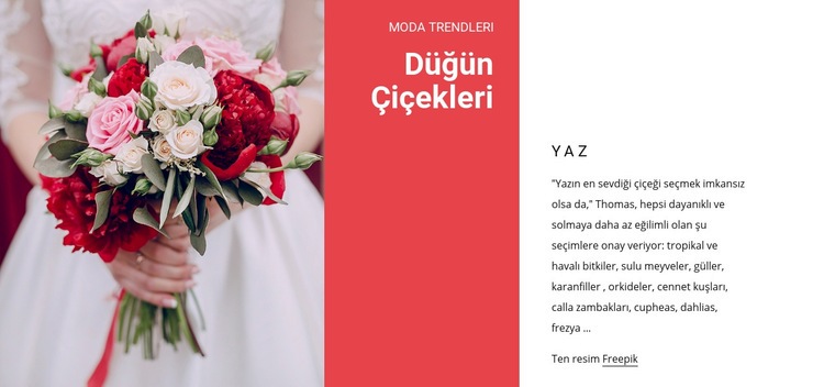 Düğün buketleri Web sitesi tasarımı