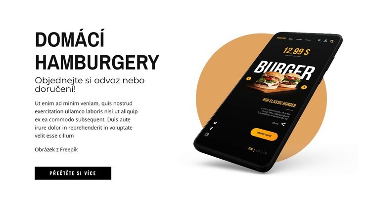 Domácí hamburgery Webový design