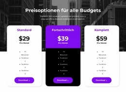 Preisoptionen Für Alle Budgets - Einfache Zielseite