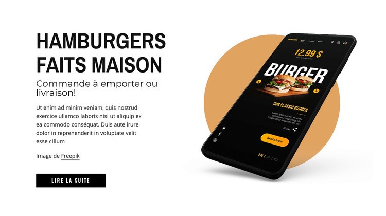 Burgers maison Maquette de site Web
