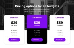 Pricing Options For All Budgets - Free Download Homepage Design