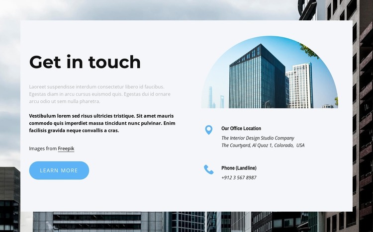 Contacts on image background HTML Template