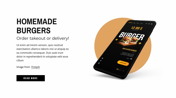 Homemade burgers Html Website Builder