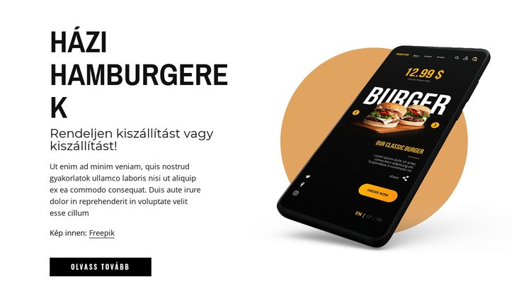 Házi hamburgerek HTML Sablon